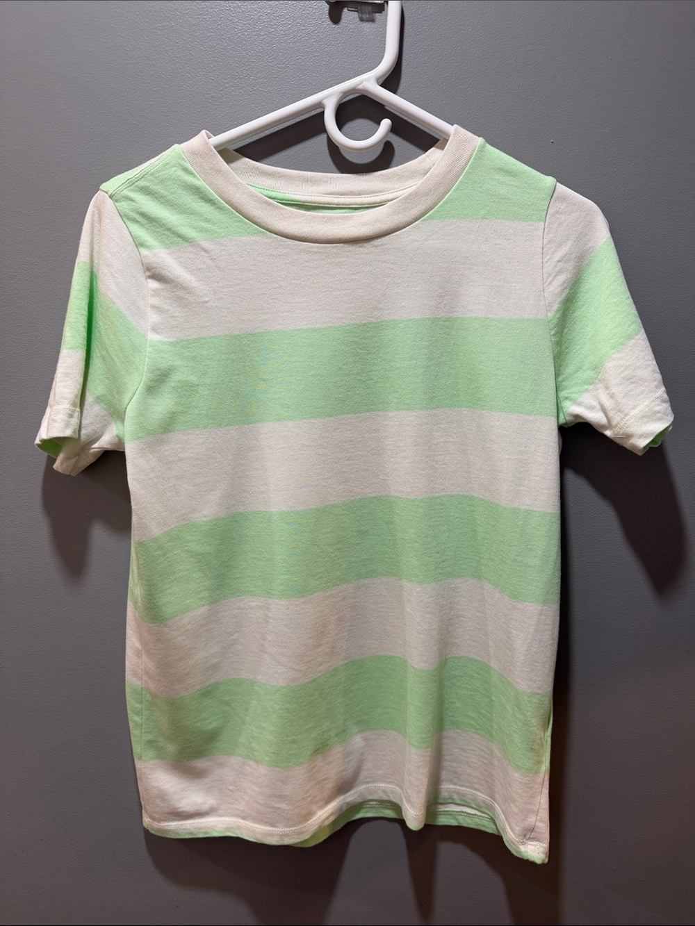 Madewell Short Sleeve Stripe Tee - Light Green & Cream